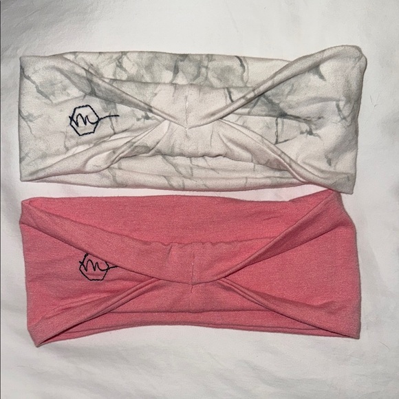 Pink and White Headbands with Logo - Picture 1 of 2